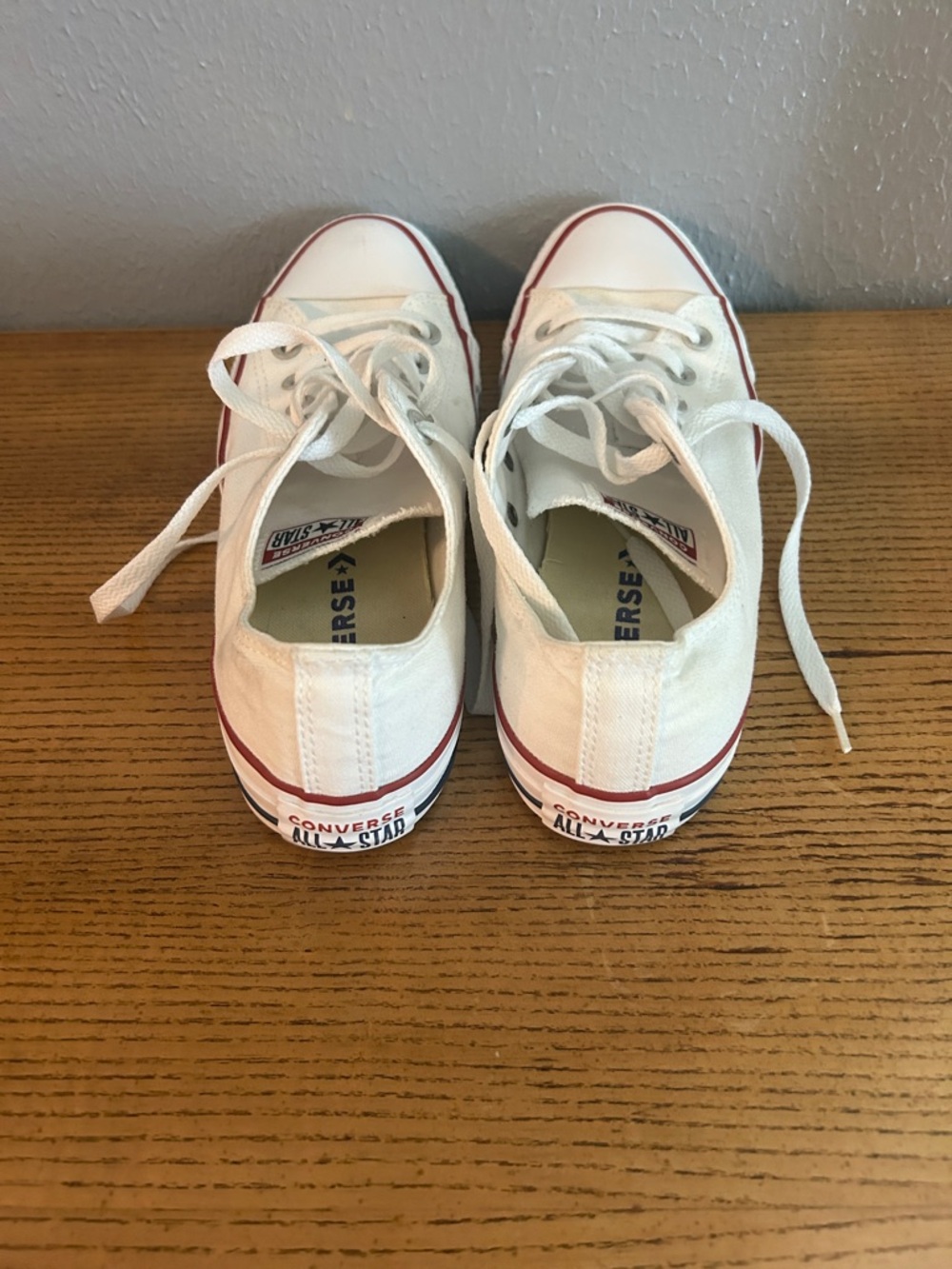 Converse White Low Top Sneakers with Red Stripe - Picture 4 of 5